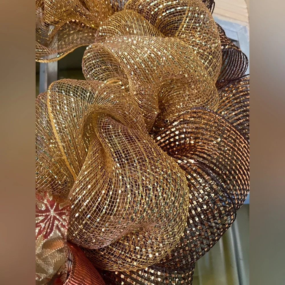 NWOT HANDMADE FALL DECO MESH WREATH.